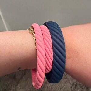 David Yurman Pink and Blue Twisted Bracelets